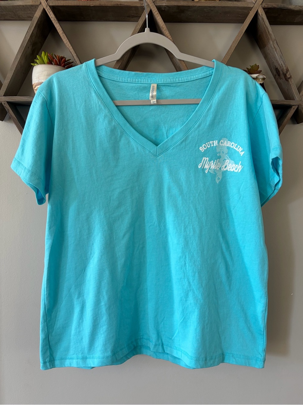 Myrtle Beach, South Carolina Women’s blue v-neck t-shirt. NWT. Size large.